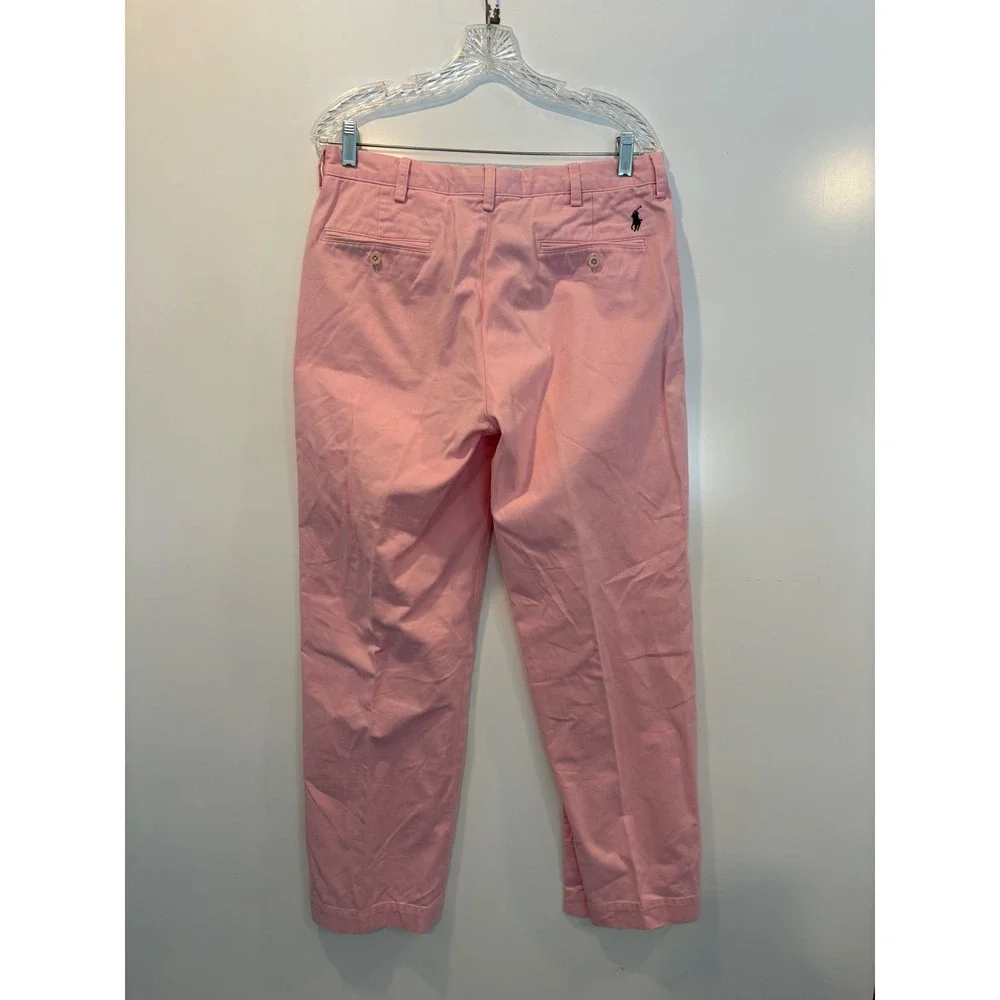 Polo Ralph Lauren Preston Pant Pink Cotton Chino Flat Front Men Size‎ 34x31.5